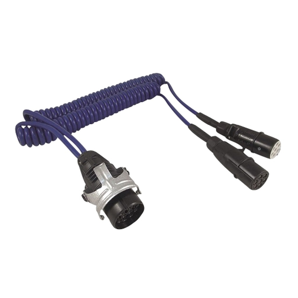 Bild von CAR1-Adapter-Spiralkabel 24V - 15-pol./2x7-pol. N+S St., 3,5m (VPE=1 Stück)